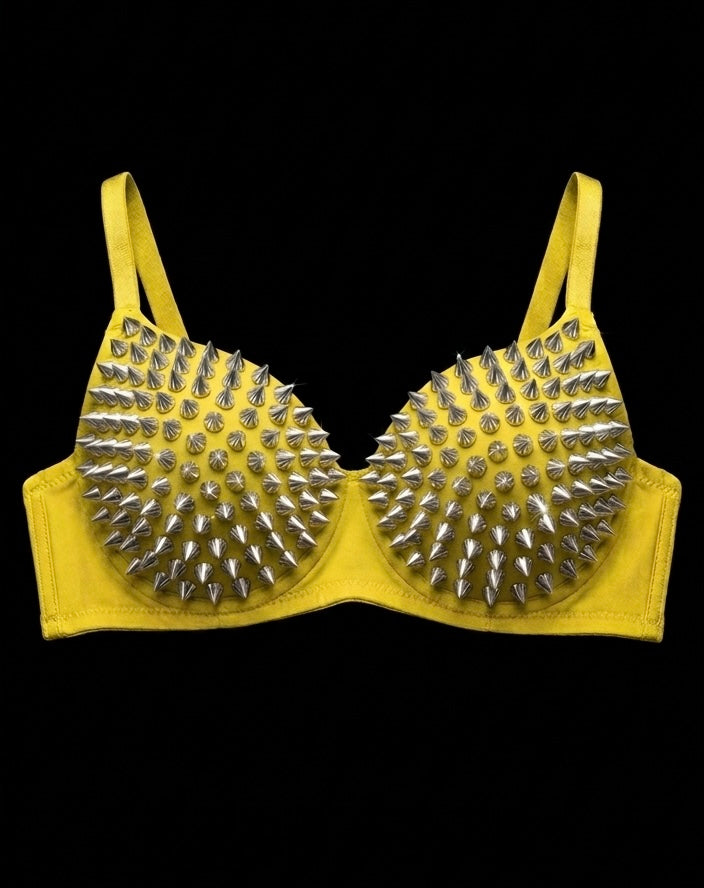 RELIC SPIKED YELLOW RIOT BRA