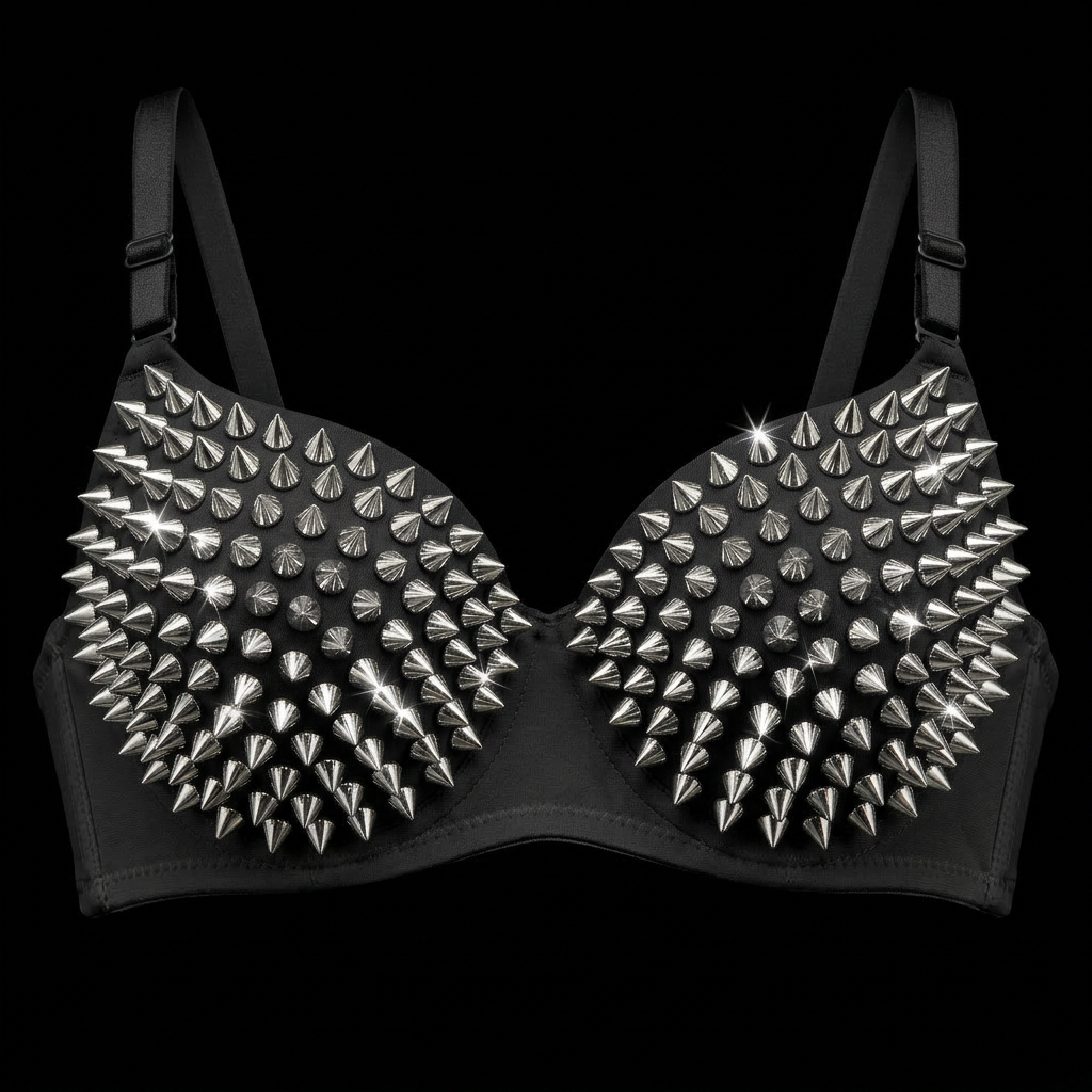 RELIC SPIKED ONYX BRA